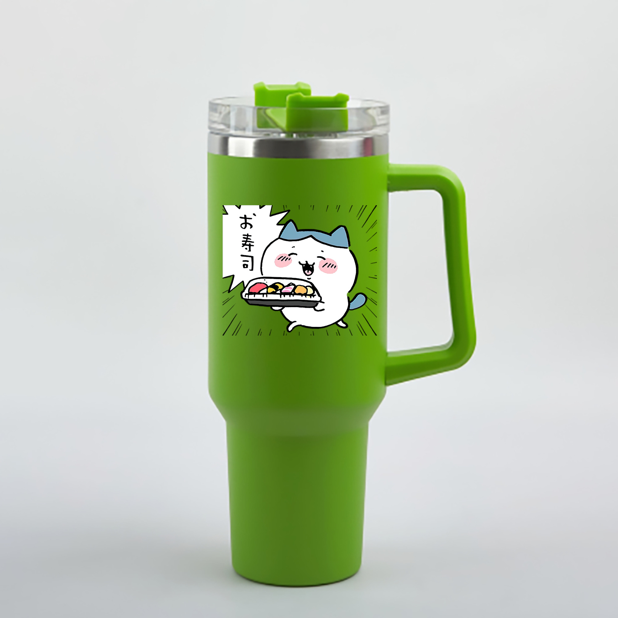 （画像用） ちいかわ ハチワレ Chii-kawa hachiware 1200mL車用タンブラー - クリスタルステッカー（プラスチックストロー付き）